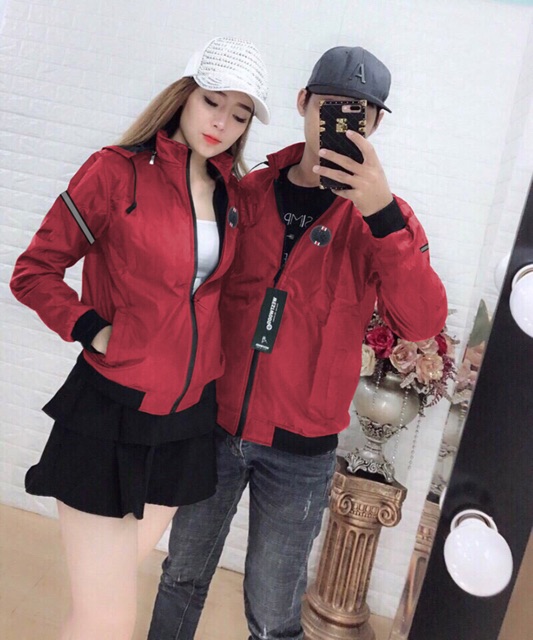 Áo khoác cặp đôi nam nữ dù in logo bao đẹp y hình