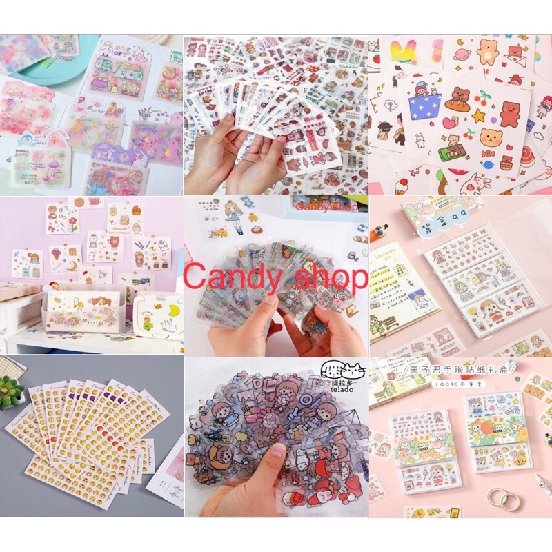Combo 10 tờ Sticker dán mini nhiều kiểu