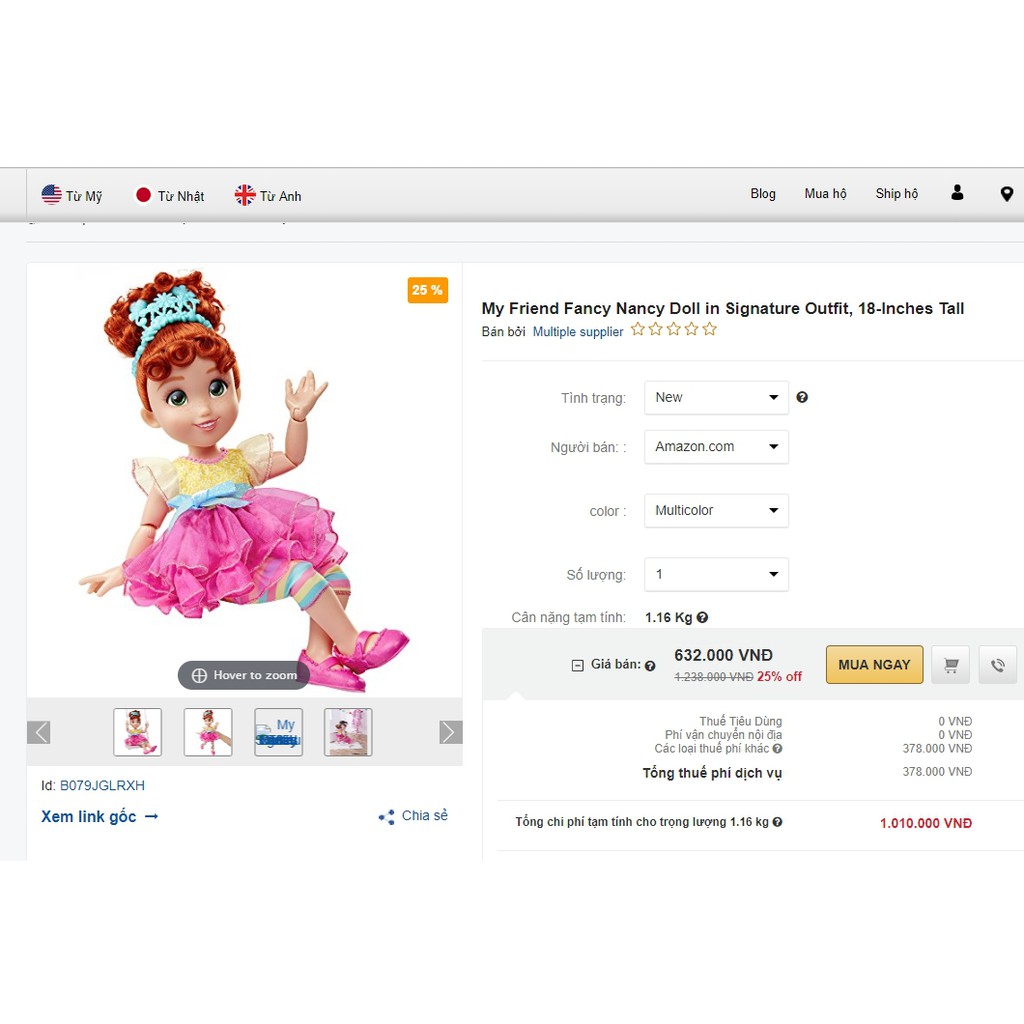 Búp Bê Khớp 46 cm Đầu Tiên Của Hãng Disney Jakks Pacific - My Friend Fancy Nancy 18" Disney Doll