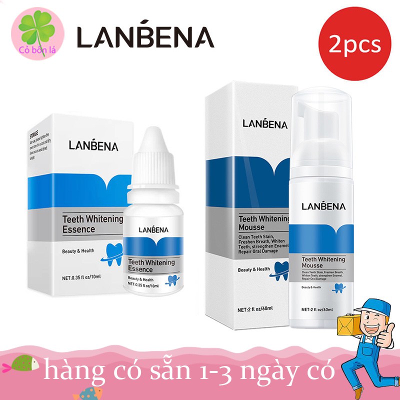 Bộ Tinh Chất Làm Trắng Răng + Kem Làm Trắng Răng LANBENA 2 Trong 1 Vệ Sinh Miệng 10ml+60ml