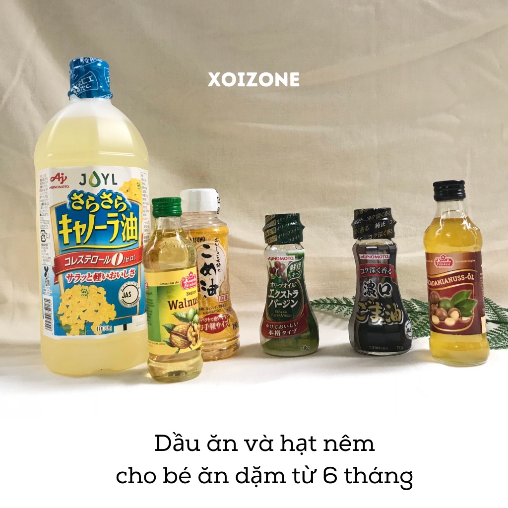 1 hộp hạt nêm, dầu ăn các nước cho bé ăn dặm 6m+ (1 chai/ 1 loại)