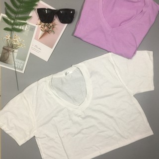 Áo thun croptop form rộng cổ tim