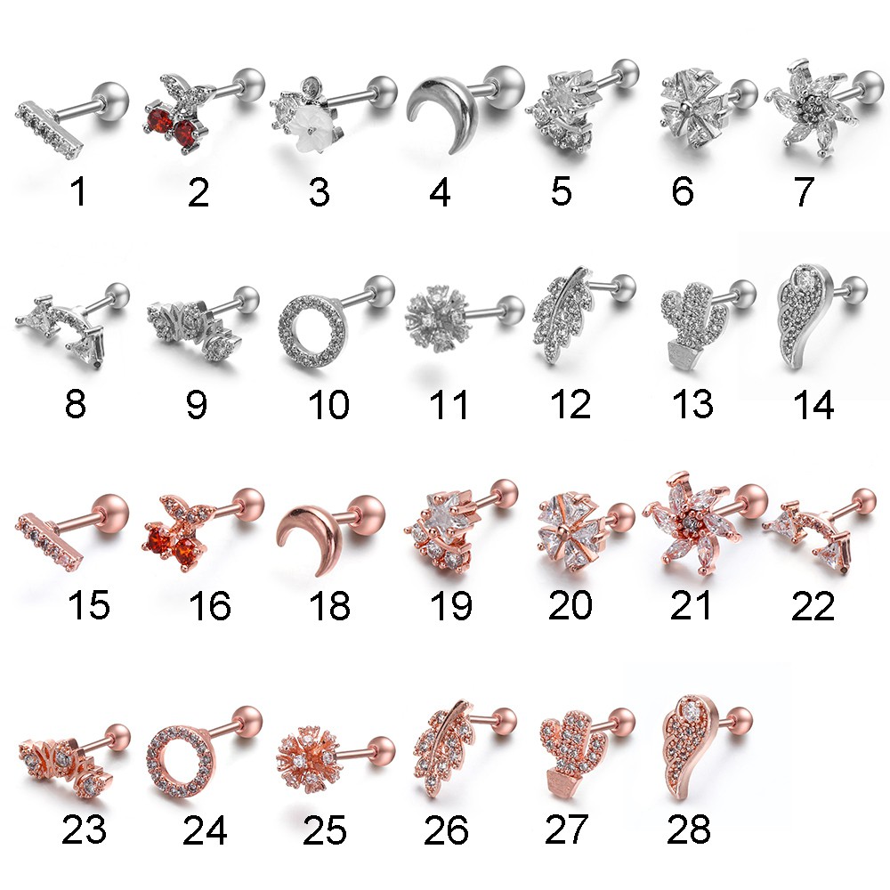Khuyên Xỏ Sụn Tai Thời Trang|Khuyên Tai Kiểu Dàn Giáo Helix 28 Phong Cách Gợi Cảm