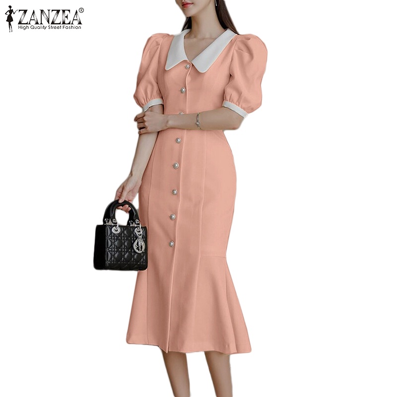 Đầm đuôi cá ZANZEA tay phồng thời trang nữ