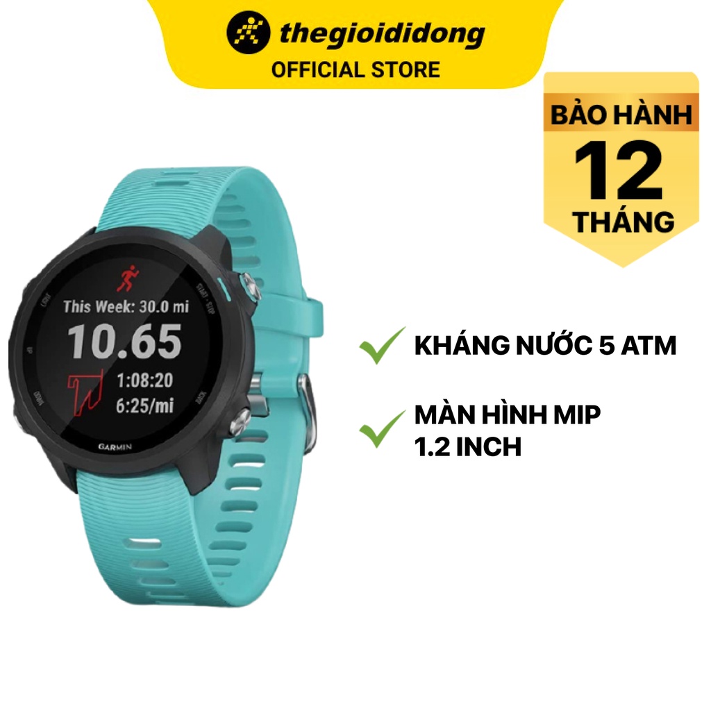 Đồng hồ thông minh Garmin Forerunner 245 Music Xanh kháng nước 5ATM đo SPO2 màn hình MIP - Chính hãng BH 12 tháng