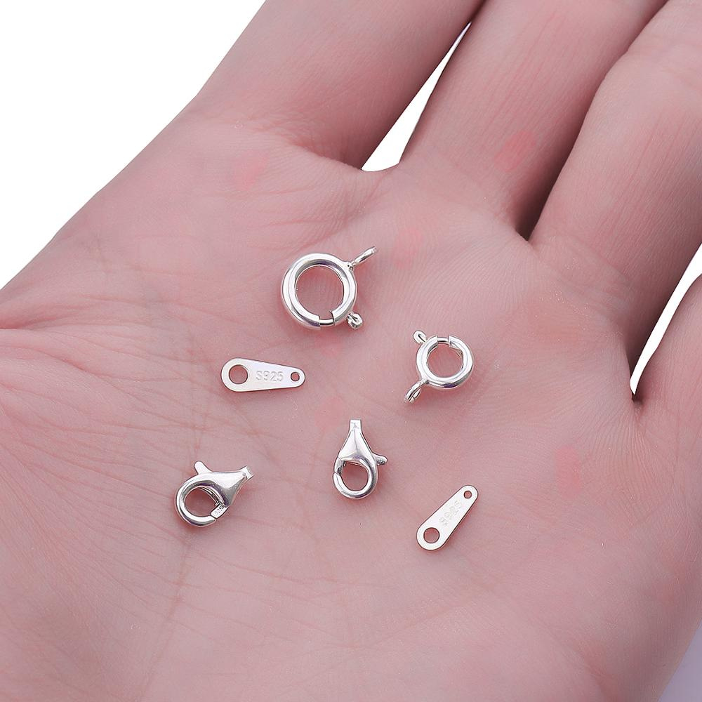 Khóa lò xo Beadia mạ bạc 925 dạng vòng hở có lò xo dùng làm vòng đeo tay/dây chuyền