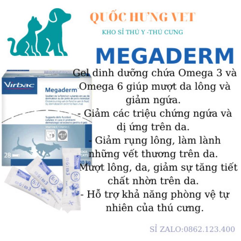 Gói Gel Dinh Dưỡng Virbac Megaderm 4ml Giúp Mượt Lông, Da Và Giảm Ngứa Chó Mèo