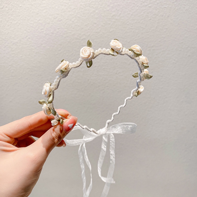 Băng Đô Cài Tóc Đính Hoa Ngọc Trai Phong Cách Hàn Quốc Mới