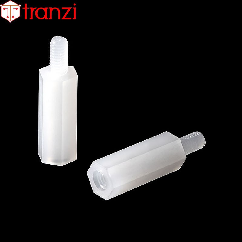 Trụ vít lục giác đực cái nhựa trắng M3x15+6 - túi 50 cái