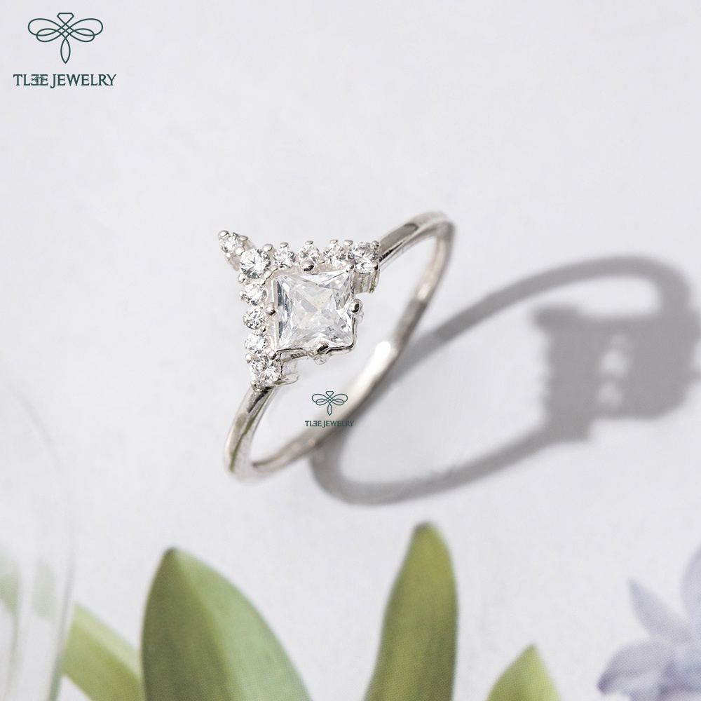 Nhẫn bạc nữ TLEE tam giác đính đá sang trọng TleeJewelry A0187