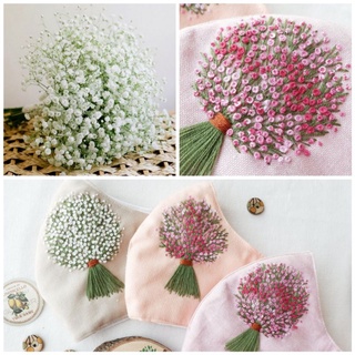 Khẩu trang linen thêu bó hoa bi