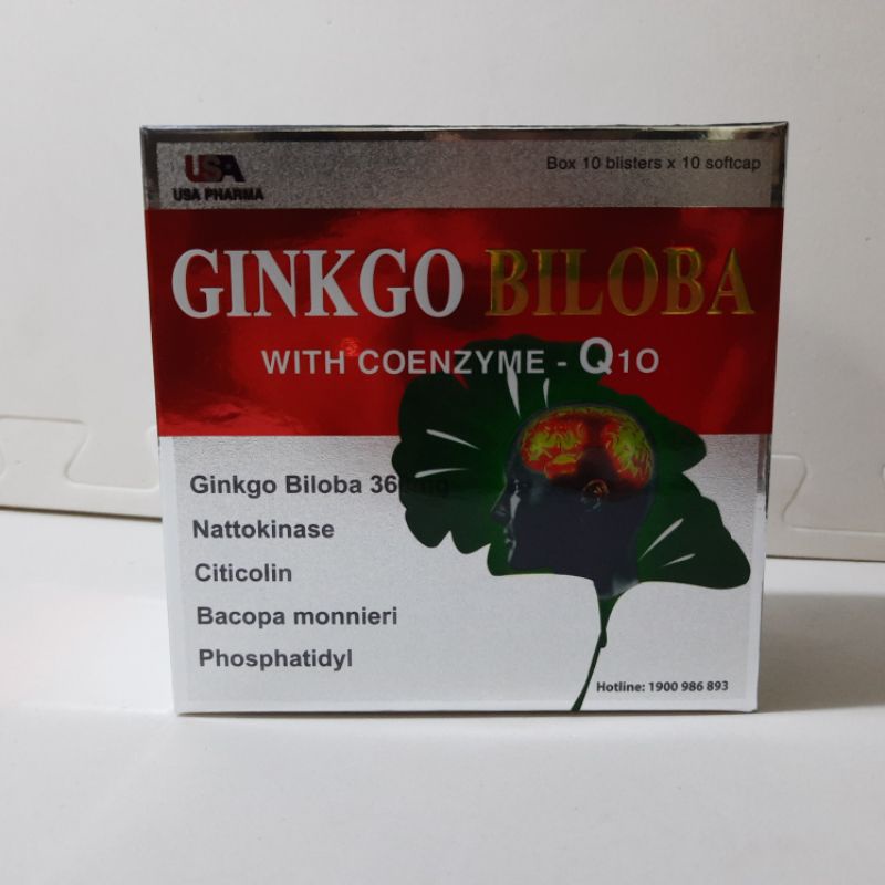 Hoạt huyết dưỡng não - GINKGO BILOBA 360mg with Coenzym Q10 - giúp lưu thông máu não - Hộp 100 viên