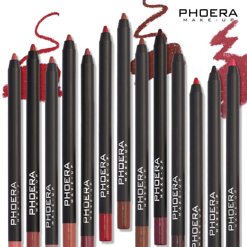 [ready] PHOERA 13 Colors Fog Surface Matte Waterproof Lipstick Pen Wooden Stereo Lip Liner Pencil Lápis Duo Para Contorno Labial Matte Luisance Batom Beauty Glazed em 6 Cores Foscas/Aveludadas / Lápis Labial Durável / Pigmento Nude / Brilho Labial UNIQ