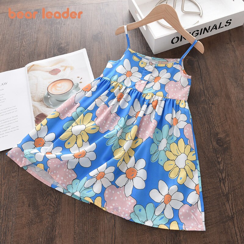 Đầm hai dây BEAR LEADER in hoa dễ thương thời trang mùa hè cho bé gái 3-7 tuổI