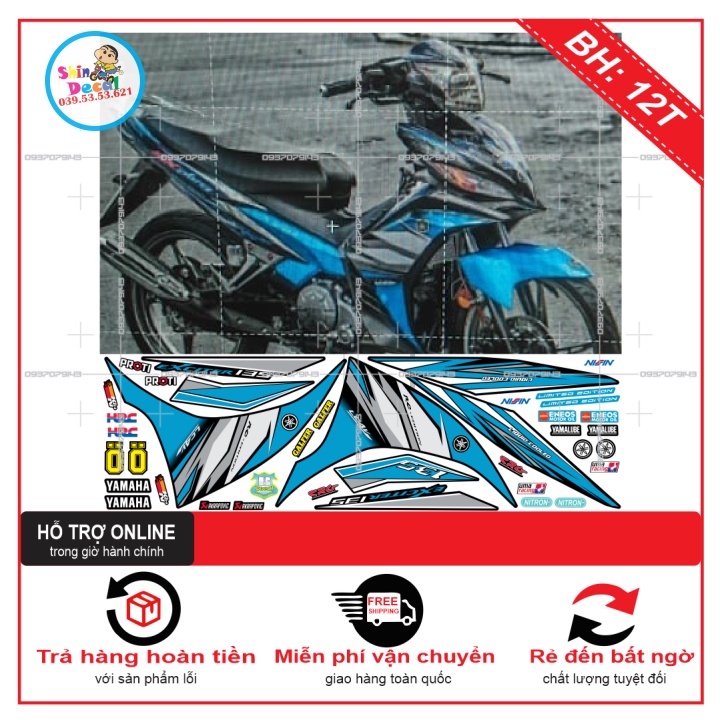 TEM RỜI EX 2011 CHẾ XANH ĐEN -- SHIN DECAL 2