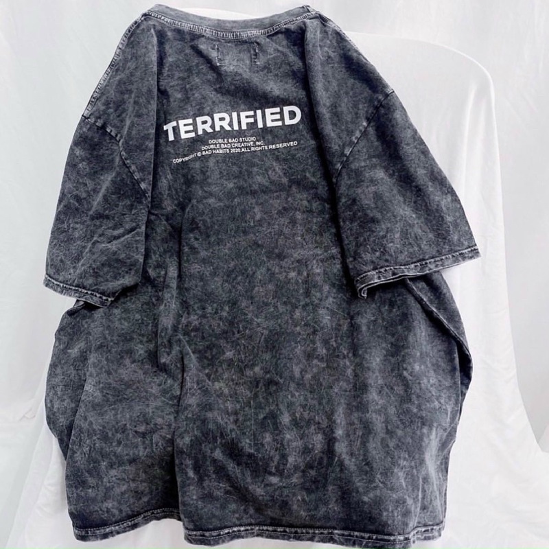 Áo Thun Tay Lỡ Unisex Wash Xám TERRI 🖤 Form Nam Nữ Unisex - Kiểu áo phông cổ tròn form rộng 🖤