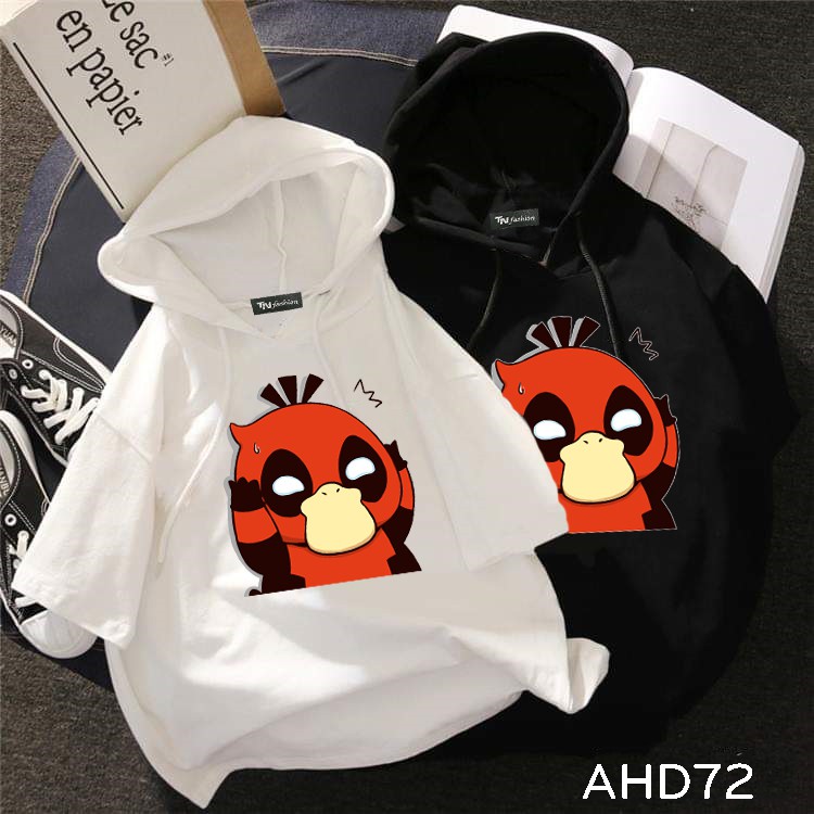 AHD72 Áo thun teen nam nữ HOODIE TAY LỠ CÓ NÓN hình vịt Deadpool