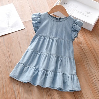 Đầm denim sát nách cho bé gái từ 1-12 tuổi