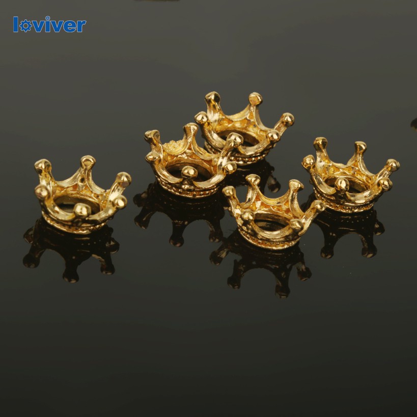 Set 50 Hạt Cườm Mạ Vàng Hình Vương Miện Dùng Làm Trang Sức