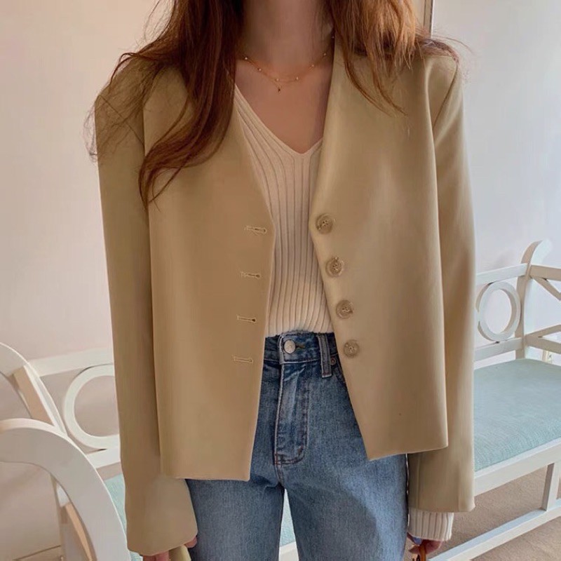 (Hàng có sẵn) Áo Blazer cổ tim trẻ trung 2021 | BigBuy360 - bigbuy360.vn