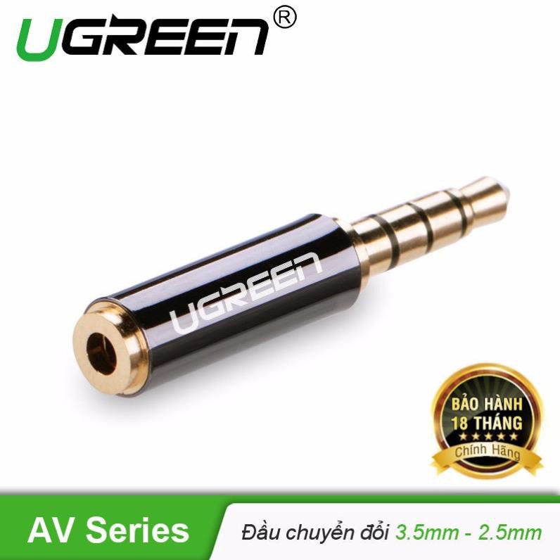 ✔HÀNG CHÍNH HÃNG ✔ Đầu chuyển đổi 3.5mm (đực) sang 2.5mm (cái) dài 25mm UGREEN 20502 chính hãng