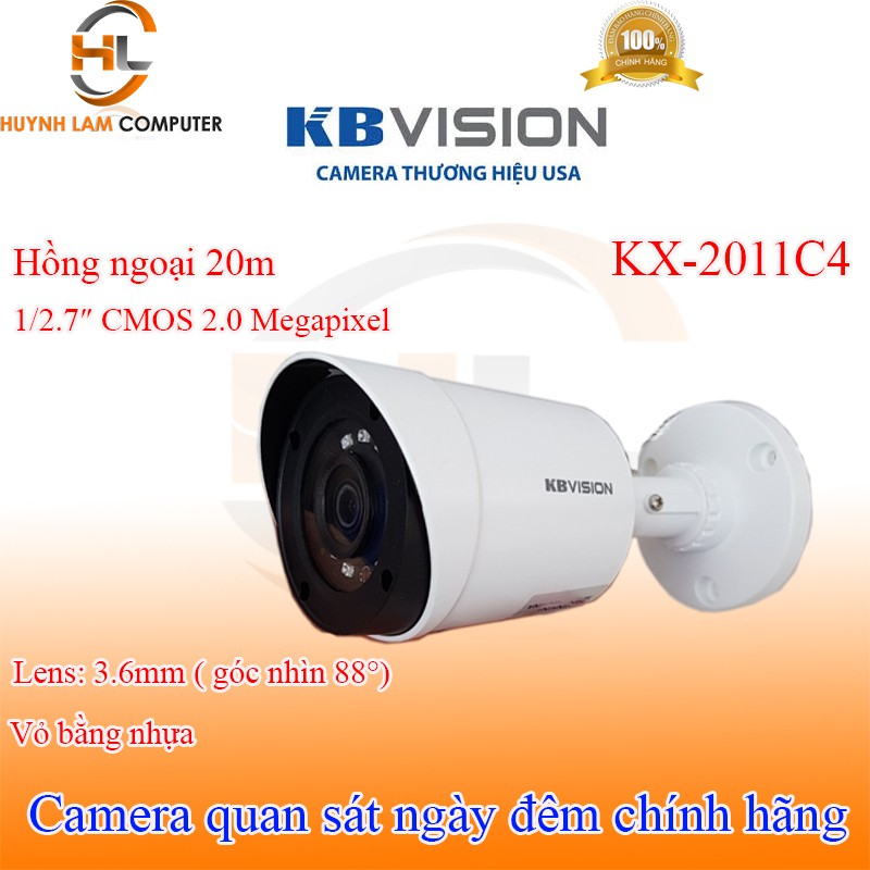 [Mã ELCLMAY giảm 7% đơn 500K] Camera quan sát KBVision KX-2011C4 chuẩn 2.0 1080p quan sát ngày đêm - Hãng phân phối