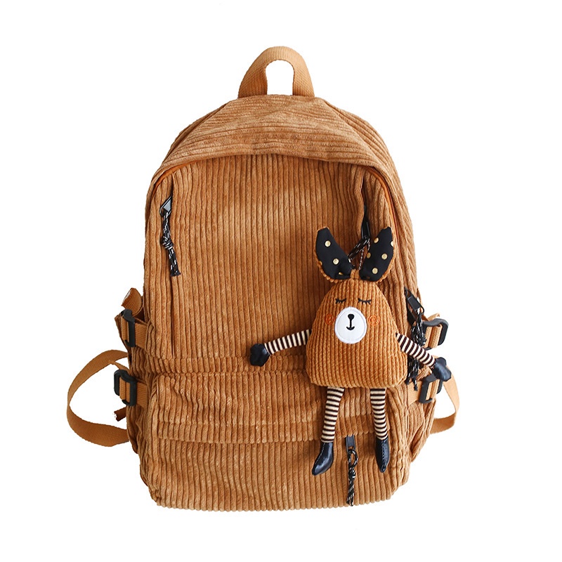 Velvet fabric student pair for middle school students, basic high school students, college shoulder bags, autumn and winter, uniform female velvet backpack