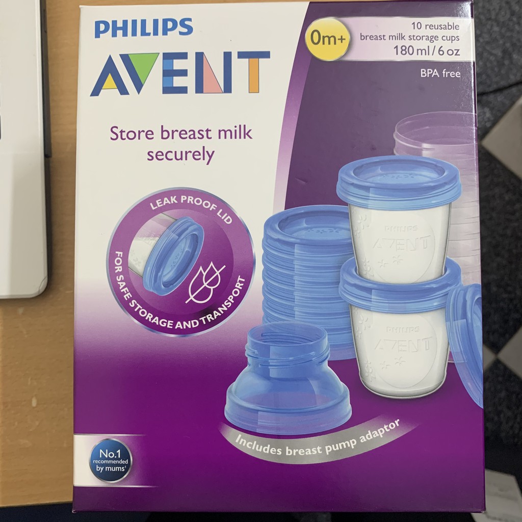 Bộ 10 cốc trữ sữa bằng nhựa Philips Avent 180ml/cốc