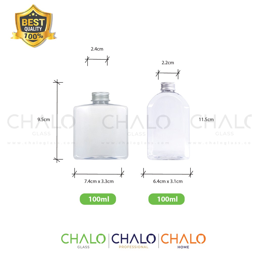 Chai thủy tinh thân dẹt nắp nhôm 100ml đựng cà phê, coldbrew