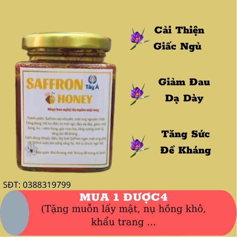 Saffron Ngâm Mật Ong - Lọ 180ml ngâm 1gr saffron TÂY Á