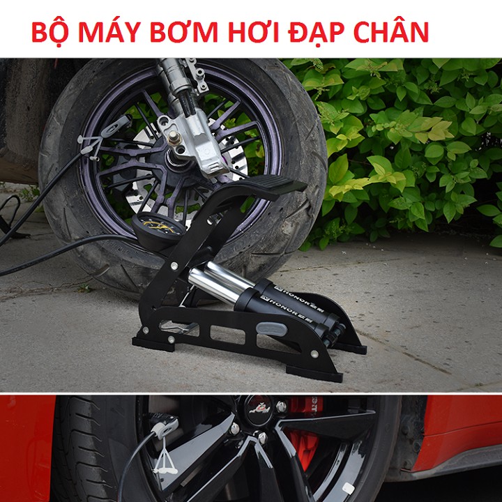 Bộ máy bơm hơi đạp chân_loại 2 ống