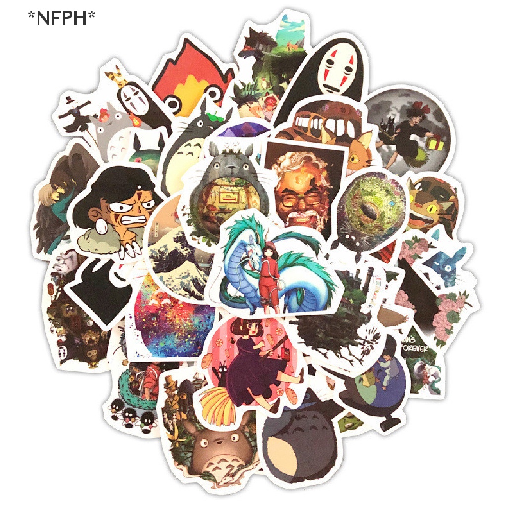 [NFPH] 50 Miếng Dán Hoạt Hình Totoro Spirited Away Chống Thấm Nước Đồ Chơi Cho Bé Gái [Hot]
