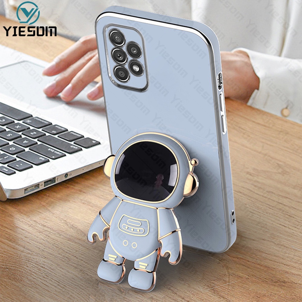 Ốp Điện Thoại Silicon Mềm Có Giá Đỡ Hình Vuông Mạ Sang Trọng Cho Samsung Galaxy A13 4G A23 A33 A53 A73 5G A03 Core