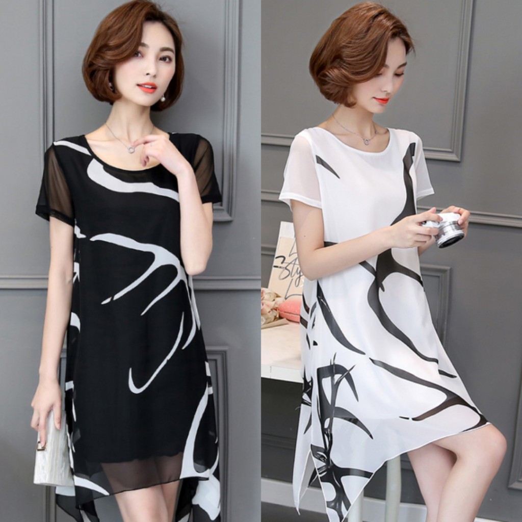 Đầm Suông Bigsize Voan Thiết Kế Dành Cho Người Mập Bụng - Size từ L - 5XL