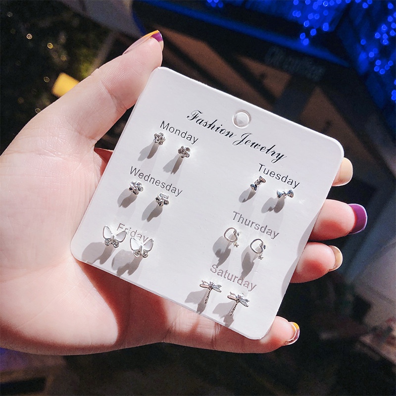 Set 7 Đôi Bông Tai Thiết Kế Đơn Giản Dễ Thương Phong Cách Hàn Quốc