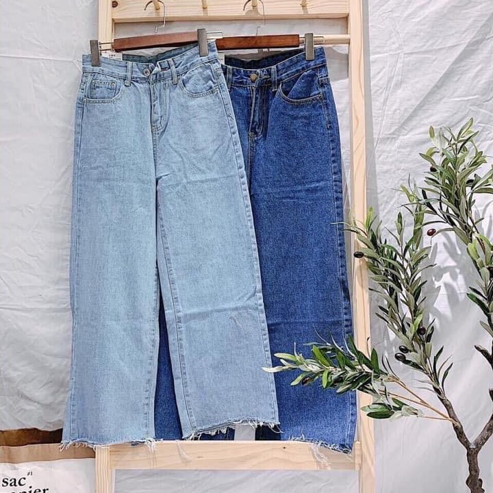 [ Mã FAMAYWA giảm 10K đơn 50K] Quần jeans nữ ống rộng tua gấu vải bò denim phong cách hàn quốc | BigBuy360 - bigbuy360.vn