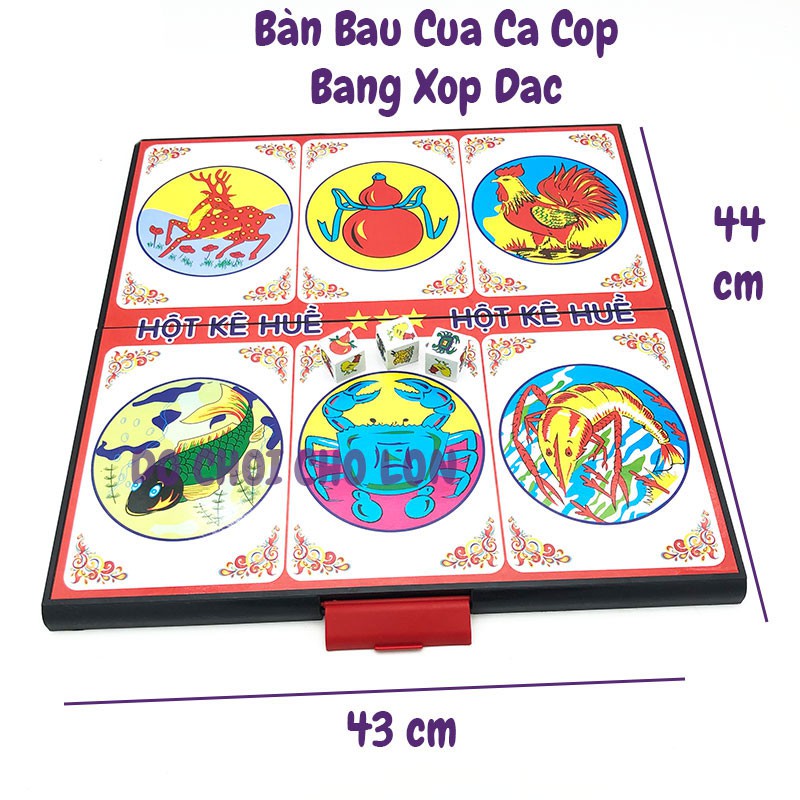 Trò chơi ngày tết BÀN cờ lắc bầu cua cá cọp xúc xắc bằng xốp SIZE 44x43 cm