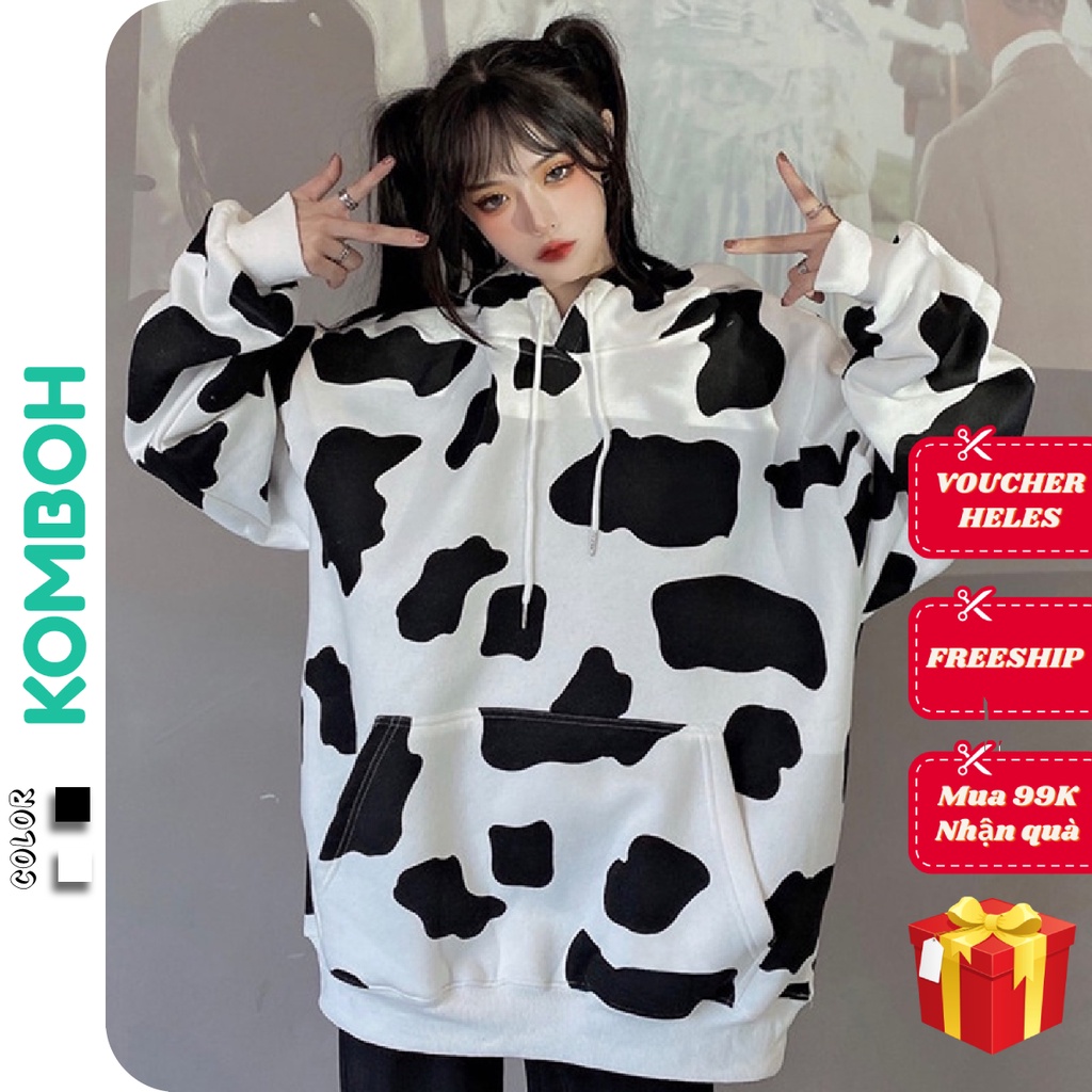 Áo hoodie nỉ bò sữa form rộng kiểu sweater, áo khoác nỉ nữ unisex Ulzzang Hàn Quốc KOMBOH K12