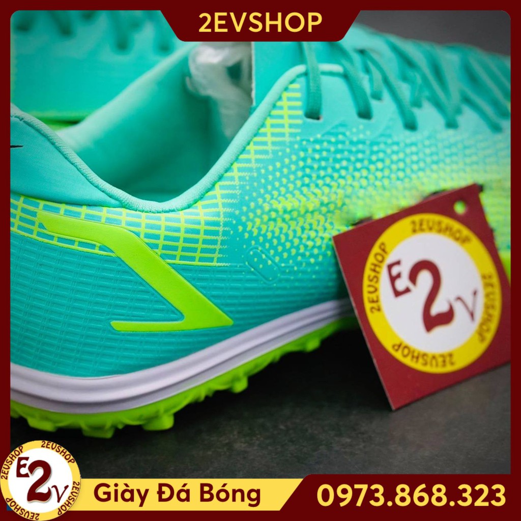 Giày đá bóng thể thao nam 𝐌𝐞𝐫 𝐕𝐚𝐩𝐨𝐫 14 Xanh Ngọc đế mềm, giày đá banh cỏ nhân tạo - 2EVSHOP