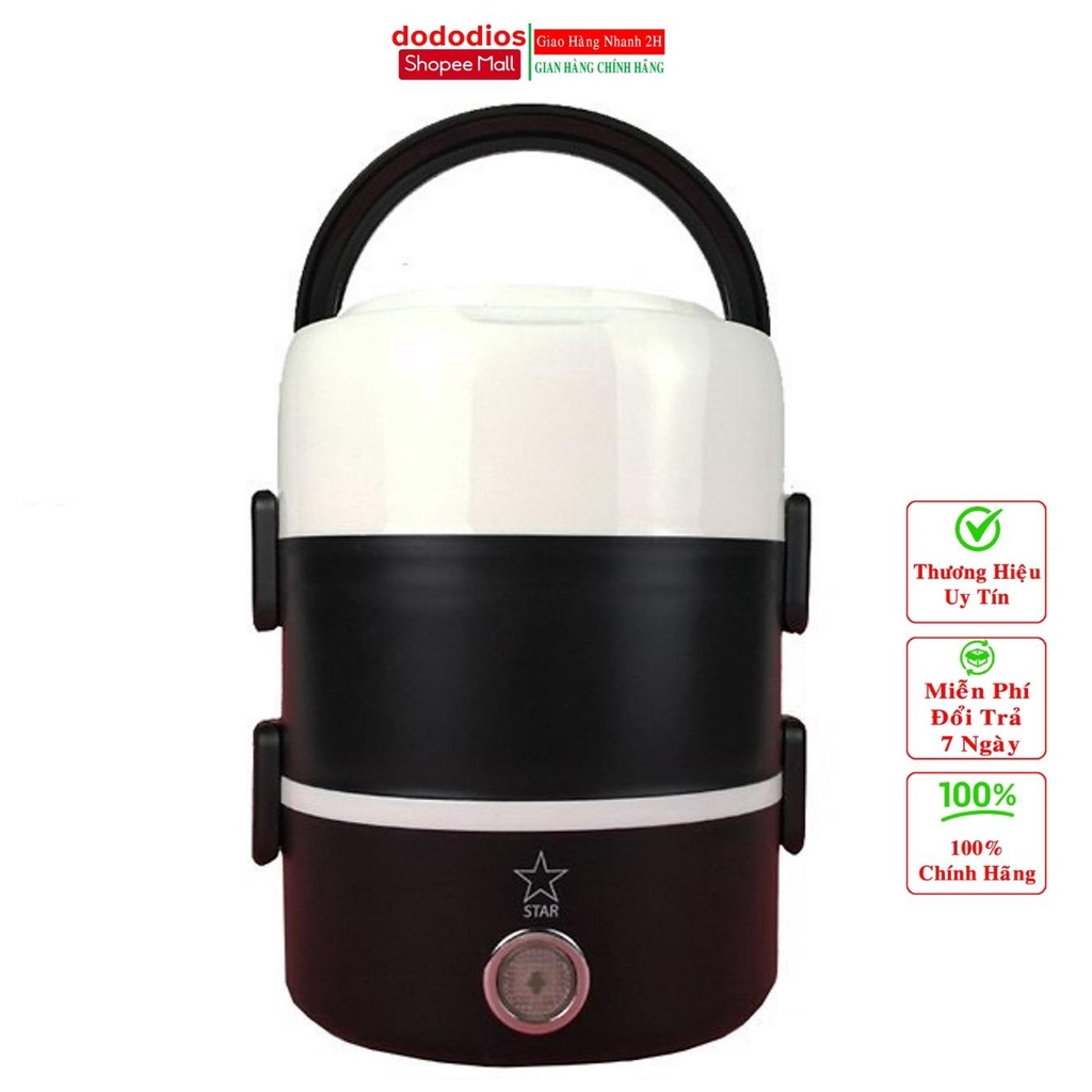 Bộ hộp cơm giữ nhiệt văn phòng cao cấp cắm điện inox 3 tầng - Chính hãng dododios