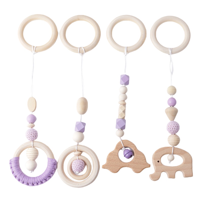 Bộ 4 Đồ Chơi Bằng Gỗ Sồi Toàn Diện Trang Trí Xe Đẩy Em Bé