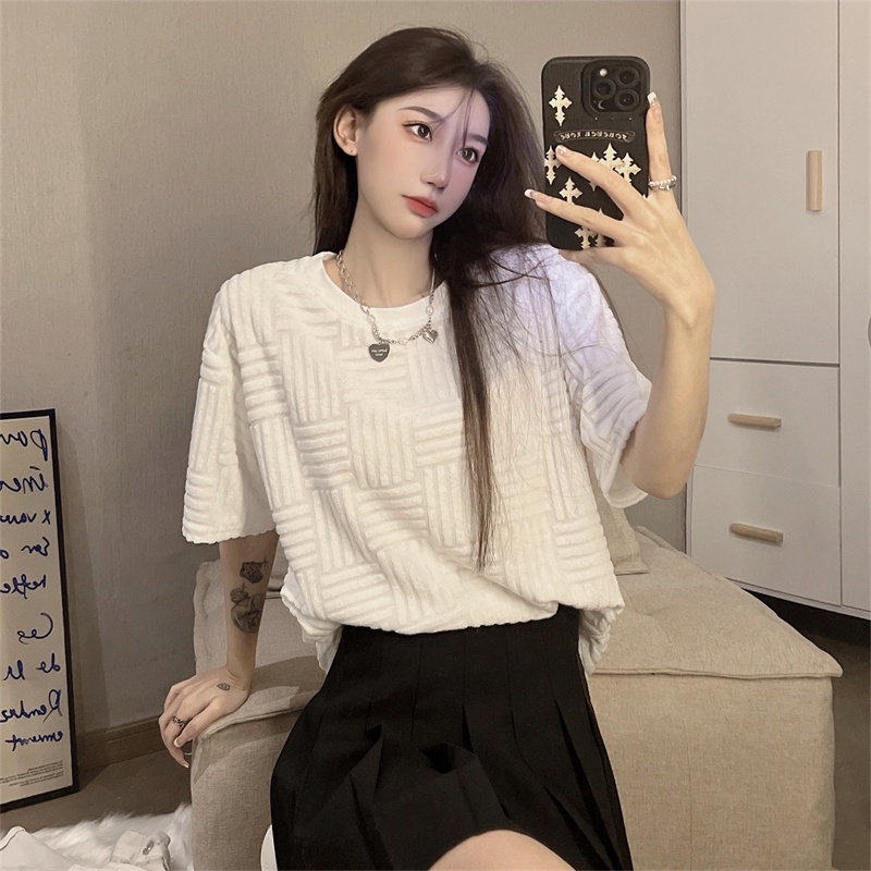 Áo thun SUXI tay ngắn cổ tròn màu đơn giản thời trang mùa hè cho nữ