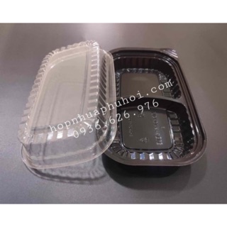 500 hộp nhựa đế đen  Ht17 2 ngăn đều