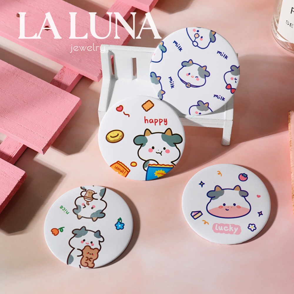 Gương mini bò sữa, gấu caro La Luna nhỏ gọn, dễ thương - QUÀ TẶNG CHO ĐƠN TỪ 79K