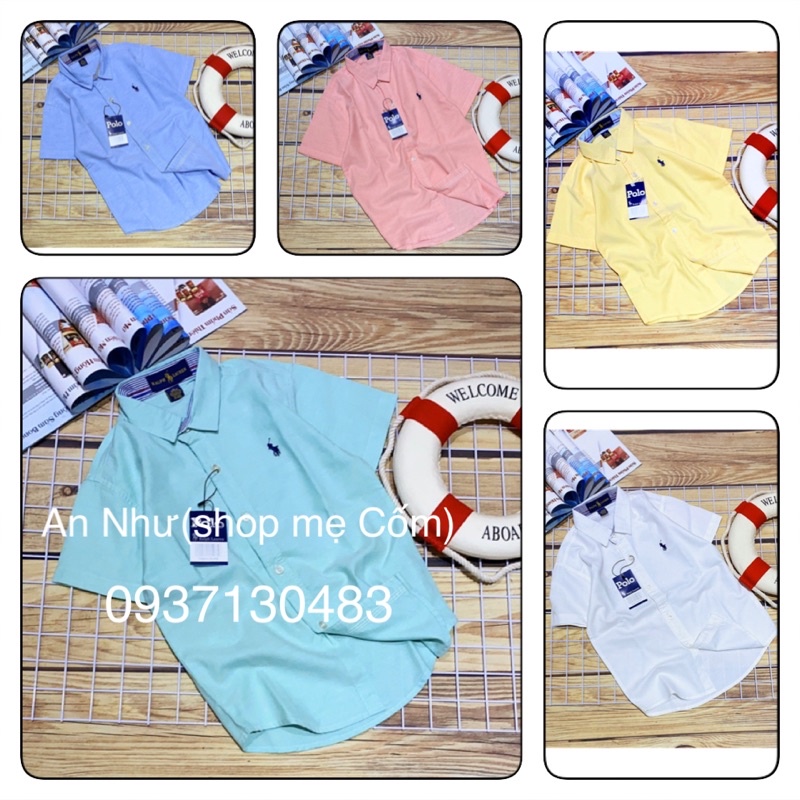 ÁO SƠ MI TRƠN TAY NGẮN BÉ TRAI NĂM MÀU HỒNG TRẮNG VÀNG XANH NGỌC XANH BIỂN CHO BÉ TRAI 35-60kg