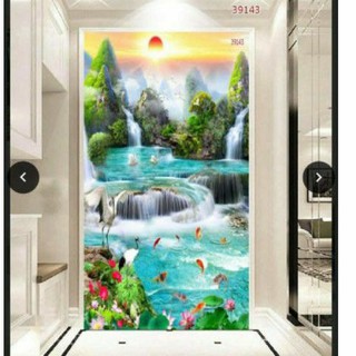 Tranh phong cảnh in vải lụa dán tường 3D