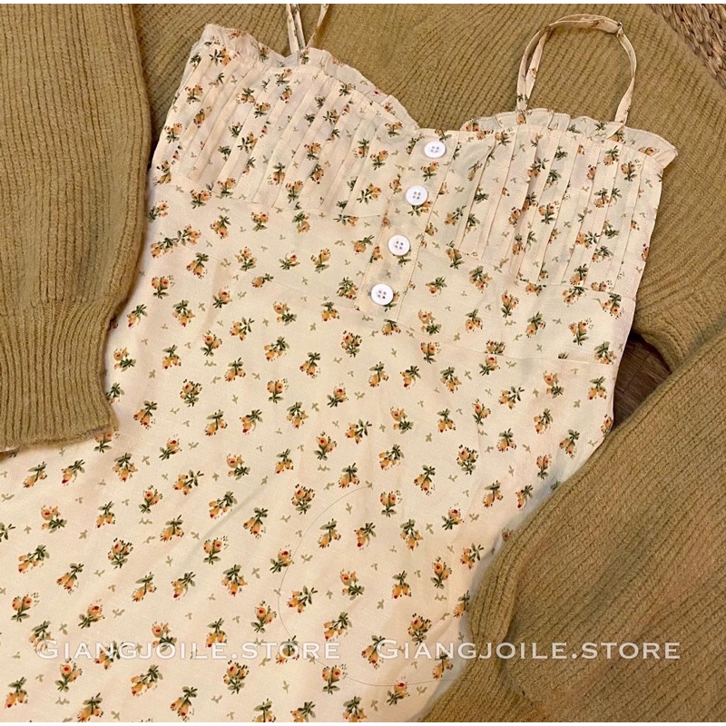 Giangjoile Cadigan mix váy hoa nhí dài