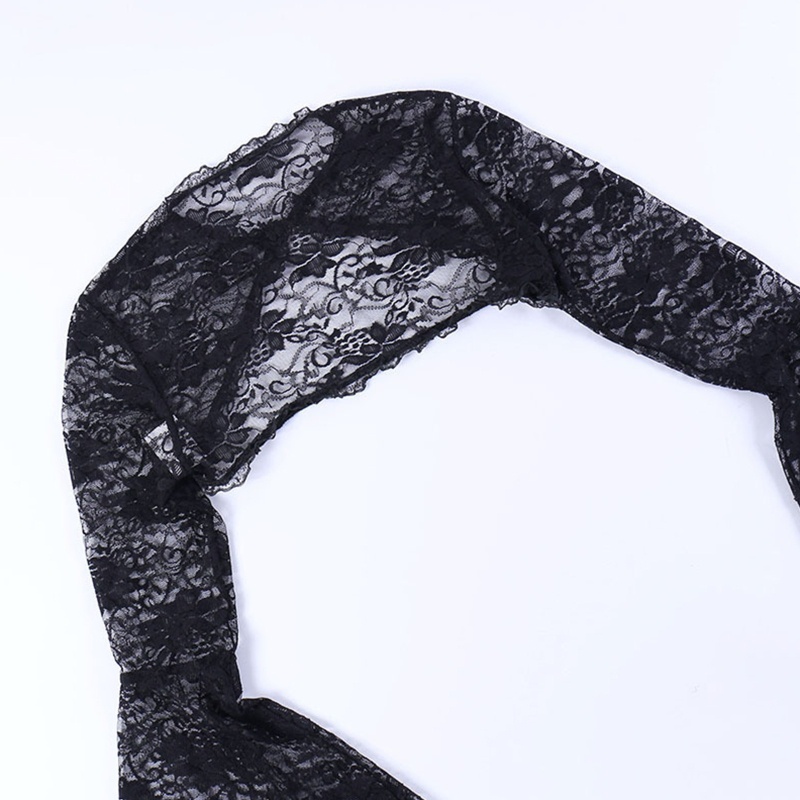 Áo Croptop Tay Loe Hở Lưng Phong Cách Gothic Punk Cho Nữ