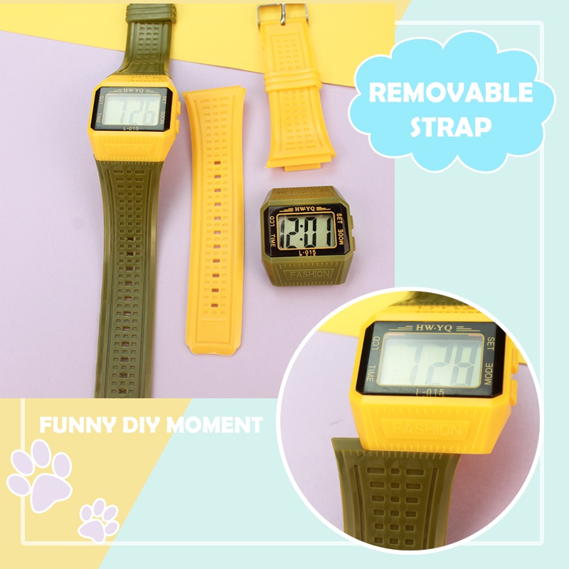 LWCC T01 Đồng hồ kỹ thuật số thời trang mặt vuông cổ điển cho unisex