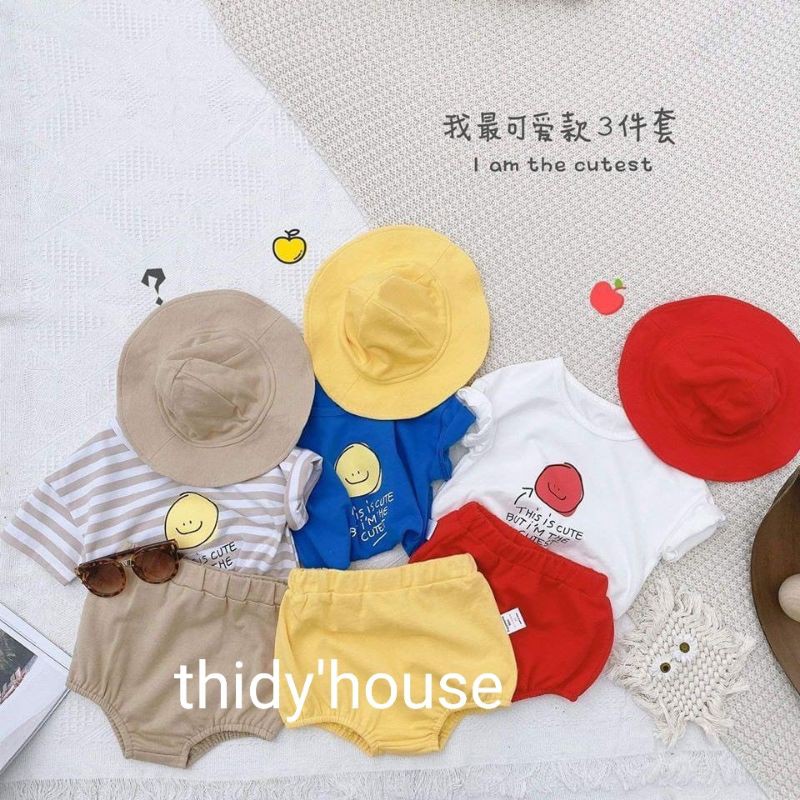 Set CuTe 3 món gồm áo+chip+nón cho bé yêu từ 5-8kg